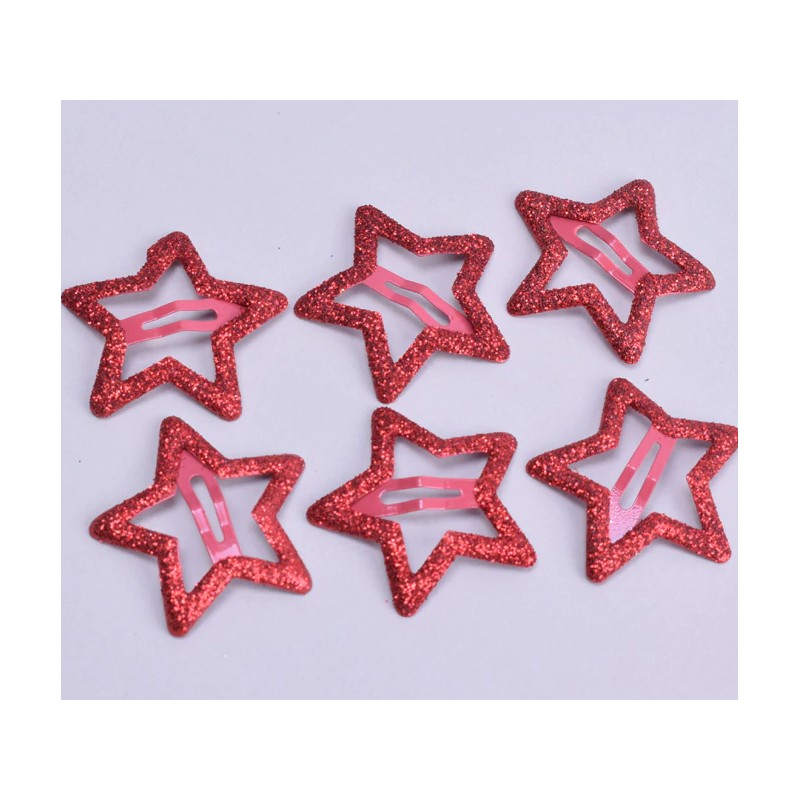 barrettes étoile glitter rouge