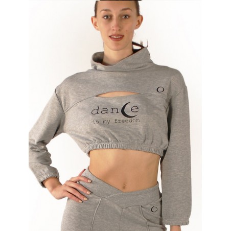 CUT OUT SWEAT CROP TOP grau